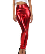 Leggings elásticos de cintura alta con efecto metalizado líquido brillante de Sakkas - Fabricados en EE. UU.