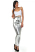 Leggings elásticos de cintura alta con efecto metalizado líquido brillante de Sakkas - Fabricados en EE. UU.