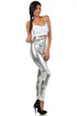 Leggings elásticos de cintura alta con efecto metalizado líquido brillante de Sakkas - Fabricados en EE. UU.