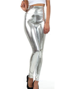 Leggings elásticos de cintura alta con efecto metalizado líquido brillante de Sakkas - Fabricados en EE. UU.