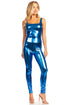 Leggings elásticos de cintura alta con efecto metalizado líquido brillante de Sakkas - Fabricados en EE. UU.