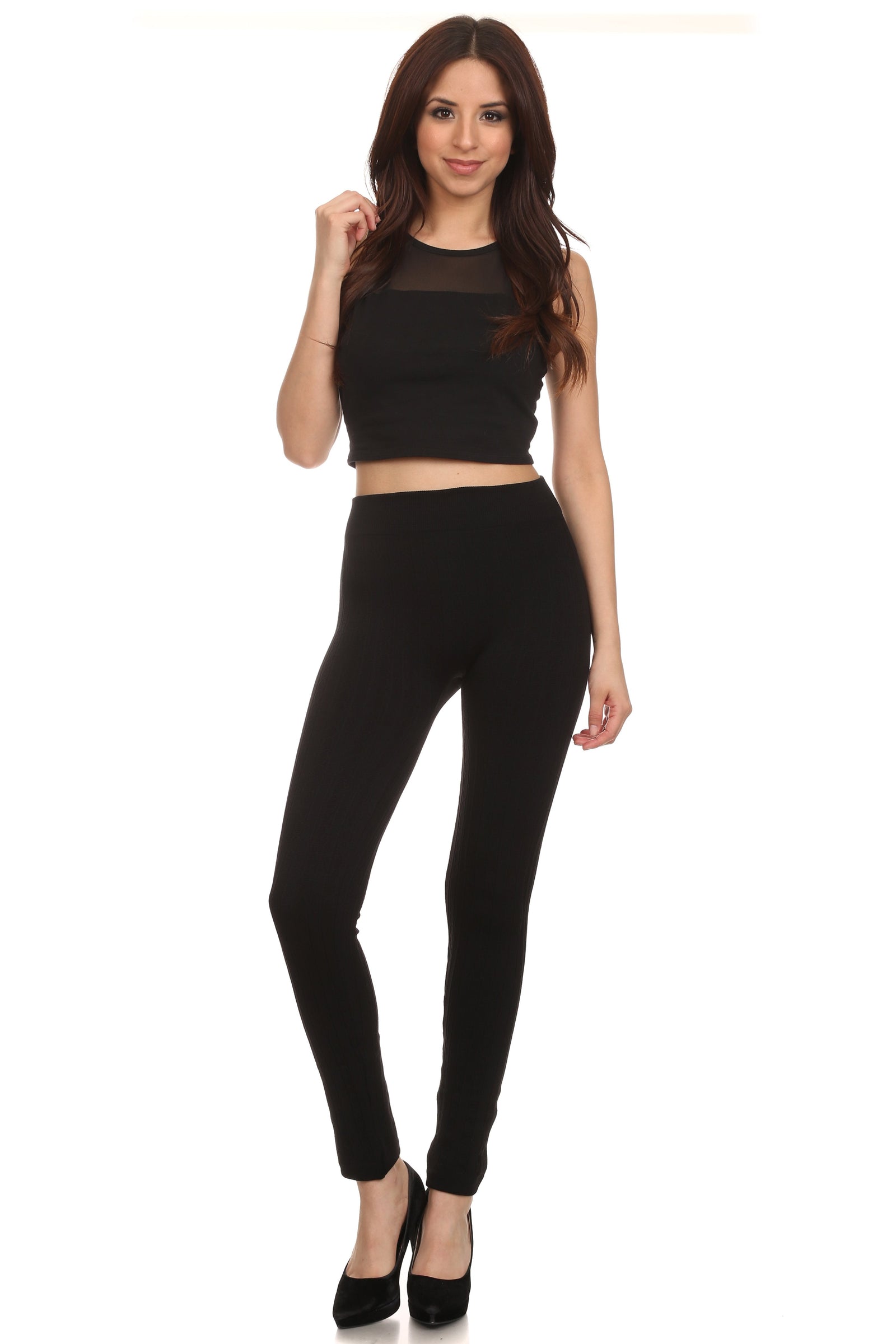 Leggings Sakkas de punto cable con forro polar