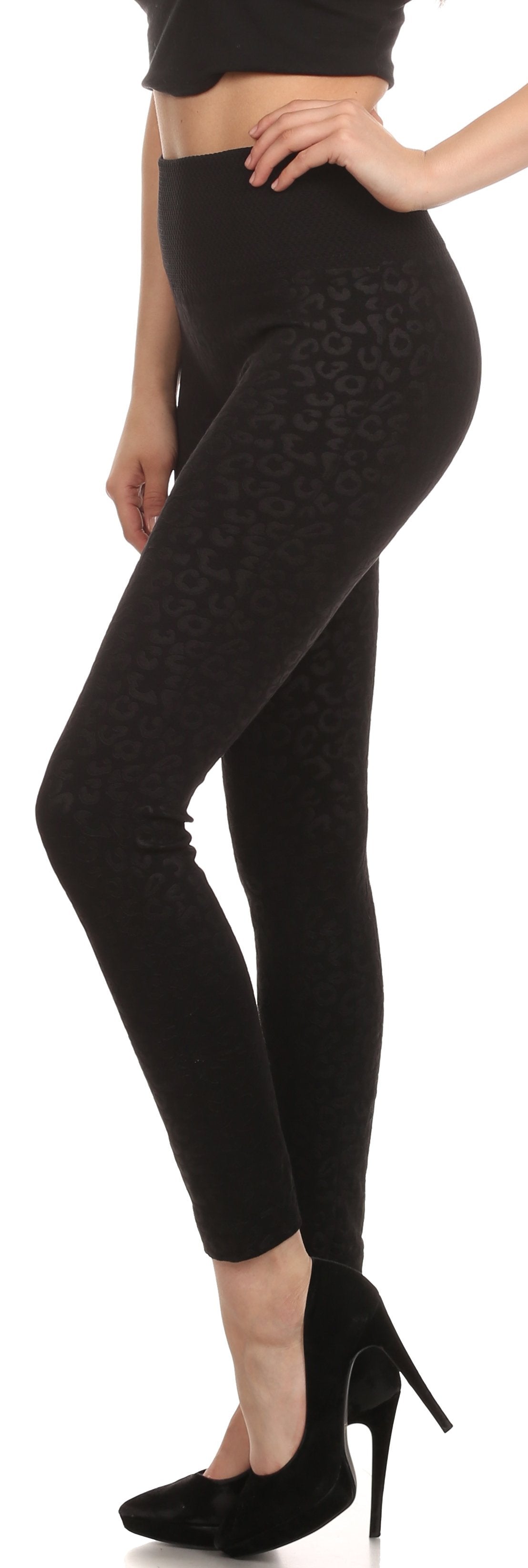 Leggings Sakkas de cintura alta con forro polar suave y estampado para mujer