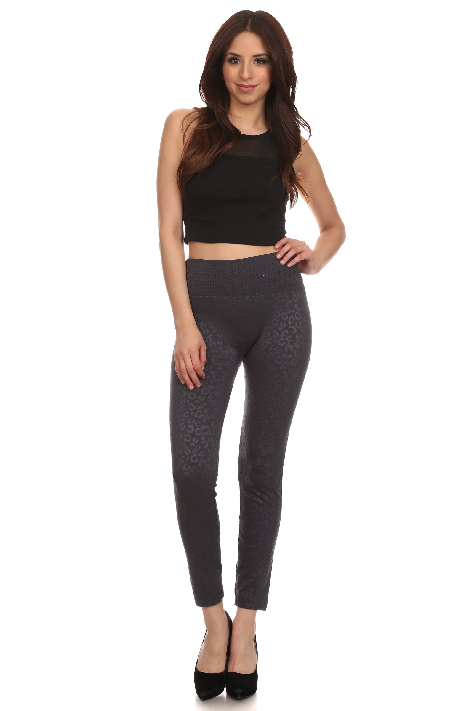 Leggings Sakkas de cintura alta con forro polar suave y estampado para mujer