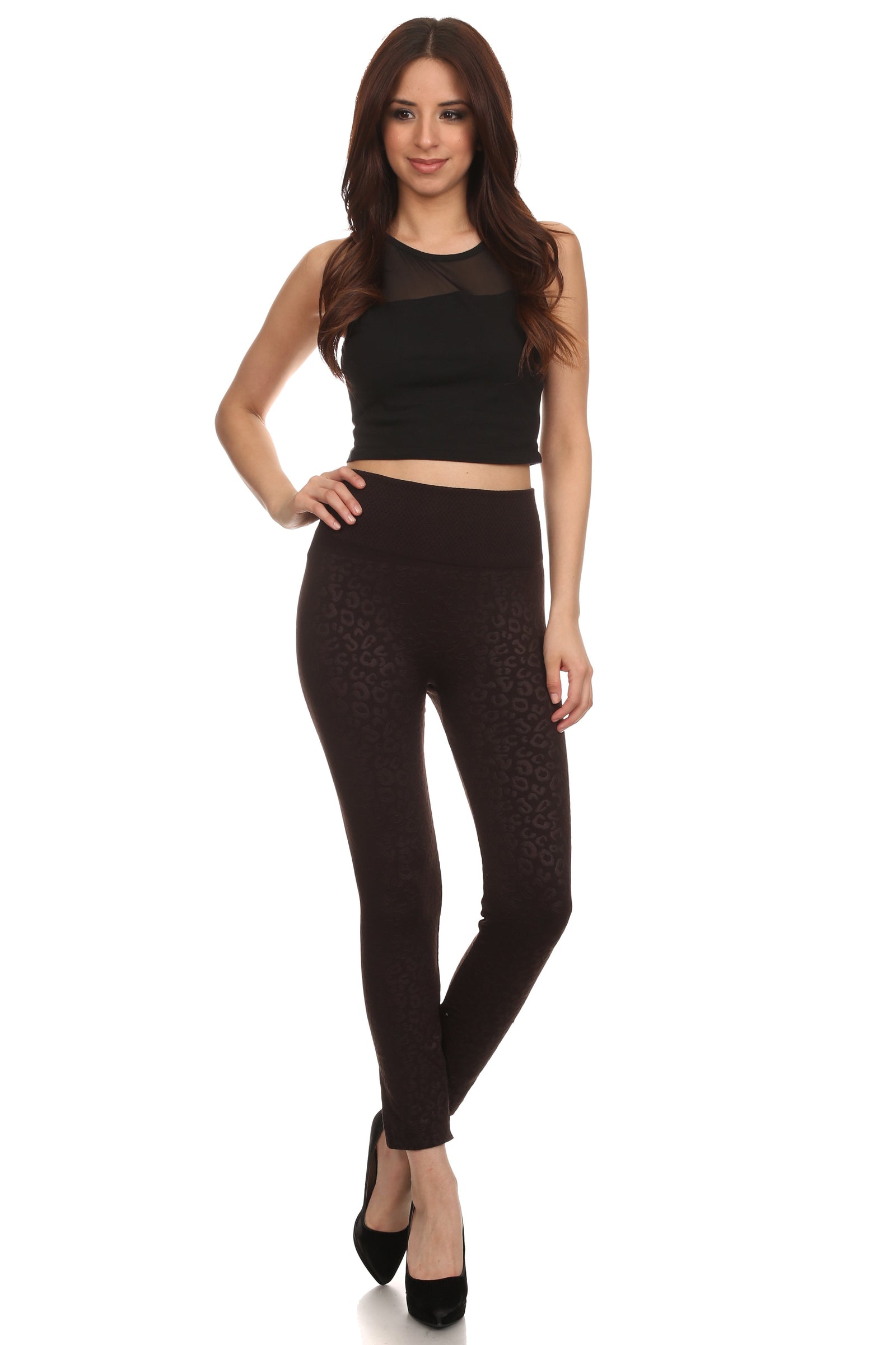 Leggings Sakkas de cintura alta con forro polar suave y estampado para mujer