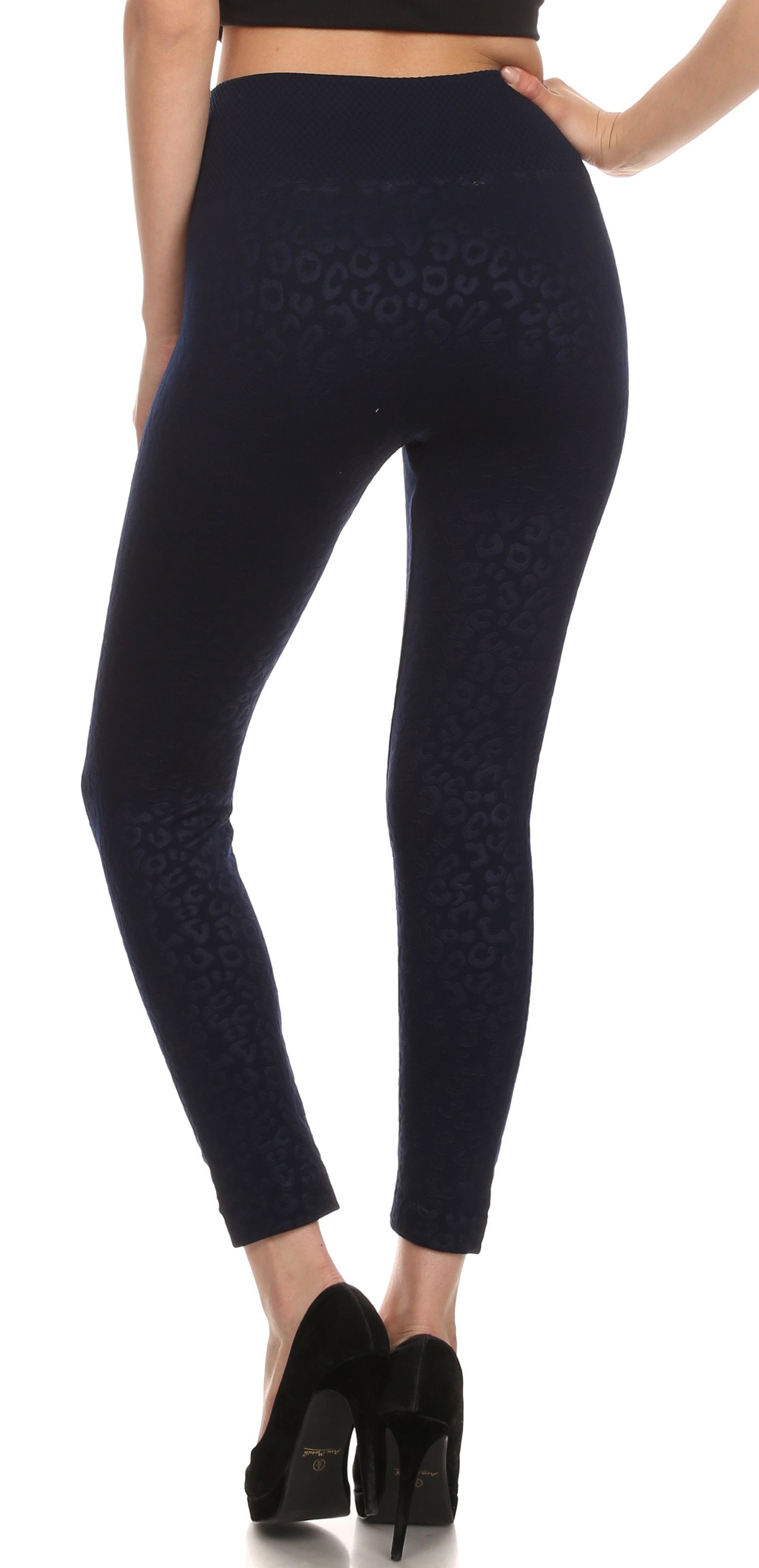 Leggings Sakkas de cintura alta con forro polar suave y estampado para mujer