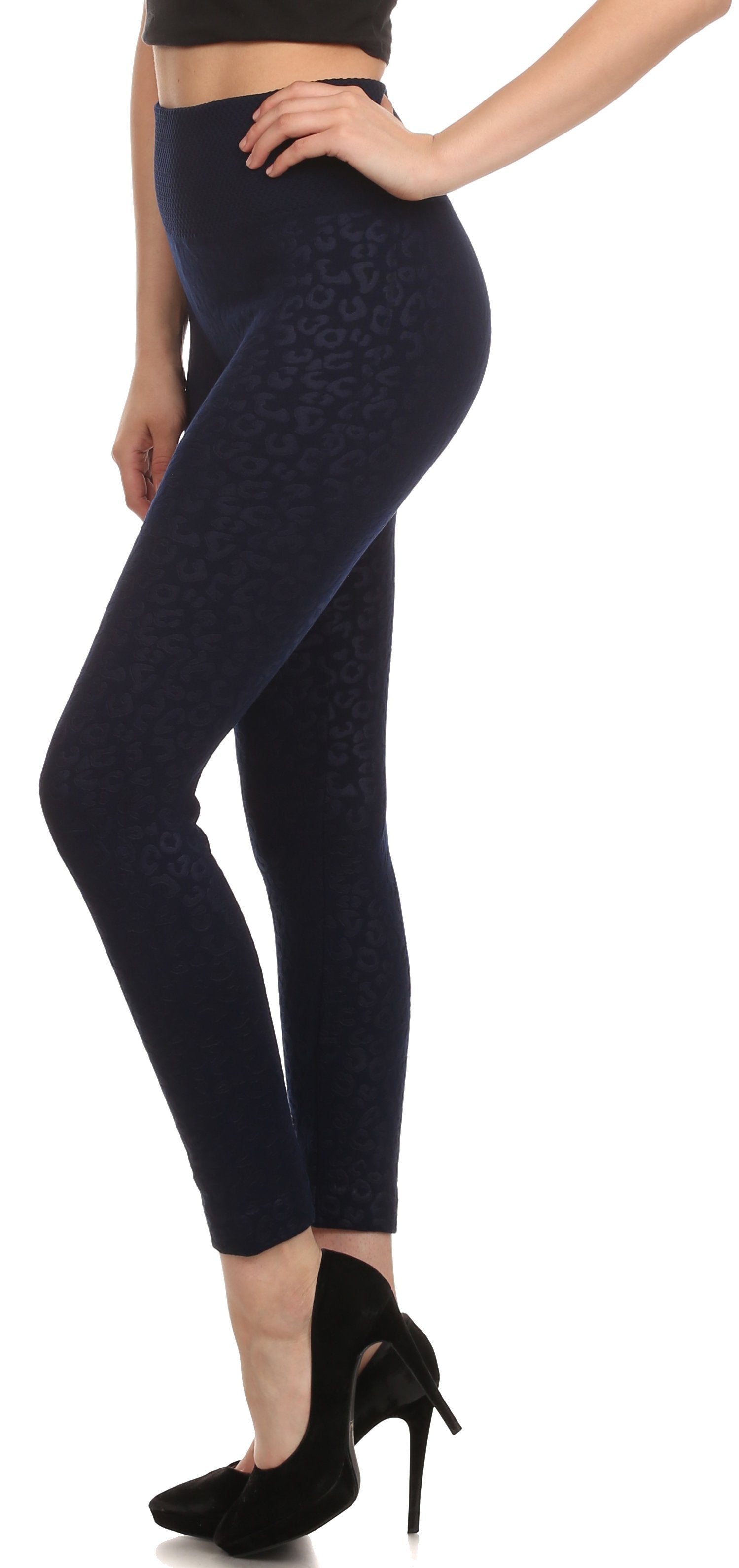 Leggings Sakkas de cintura alta con forro polar suave y estampado para mujer