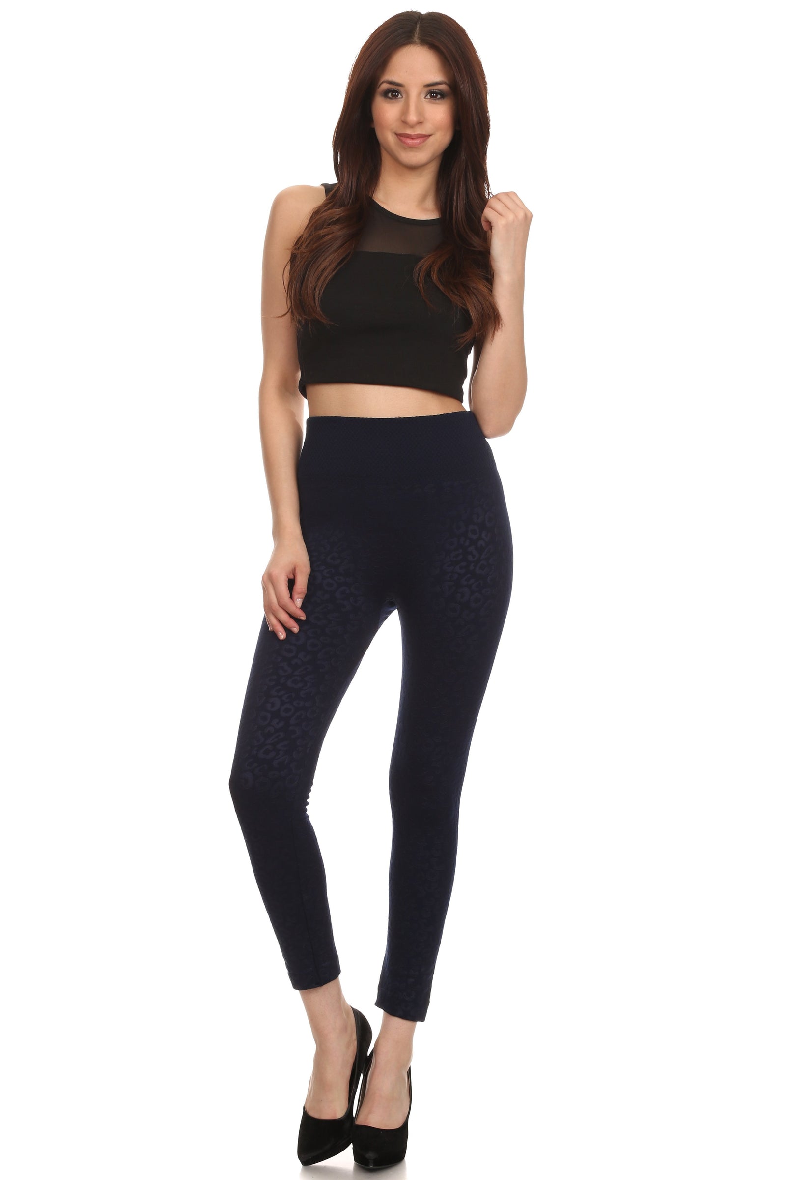 Leggings Sakkas de cintura alta con forro polar suave y estampado para mujer