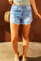 Fashionable Distressed Denim Shorts, Frayed Hem