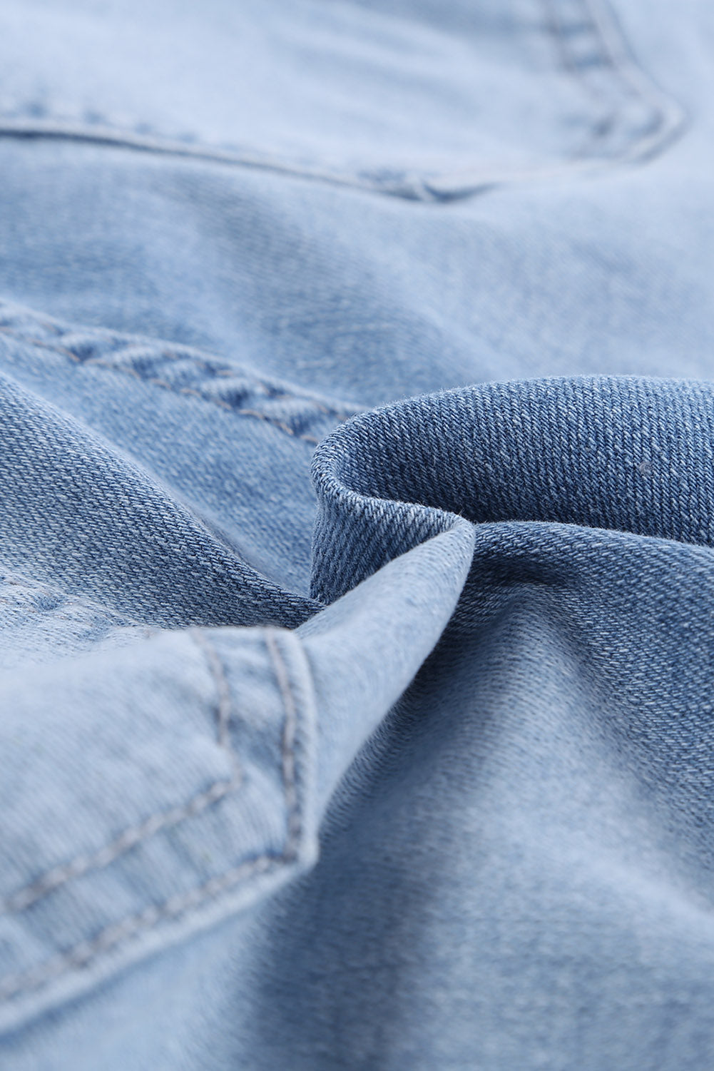 Fashionable Distressed Denim Shorts, Frayed Hem