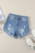 Fashionable Distressed Denim Shorts, Frayed Hem
