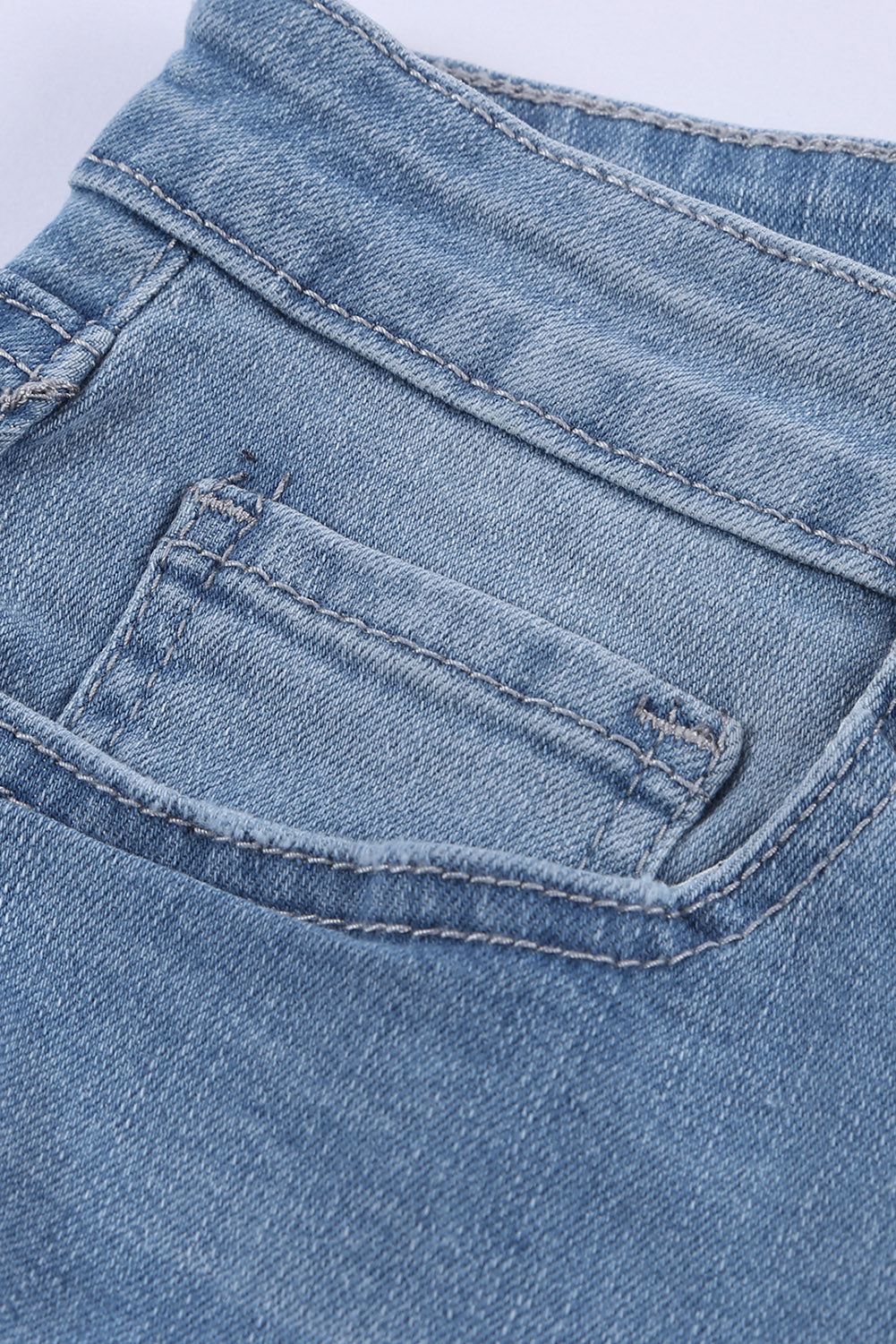 Fashionable Distressed Denim Shorts, Frayed Hem