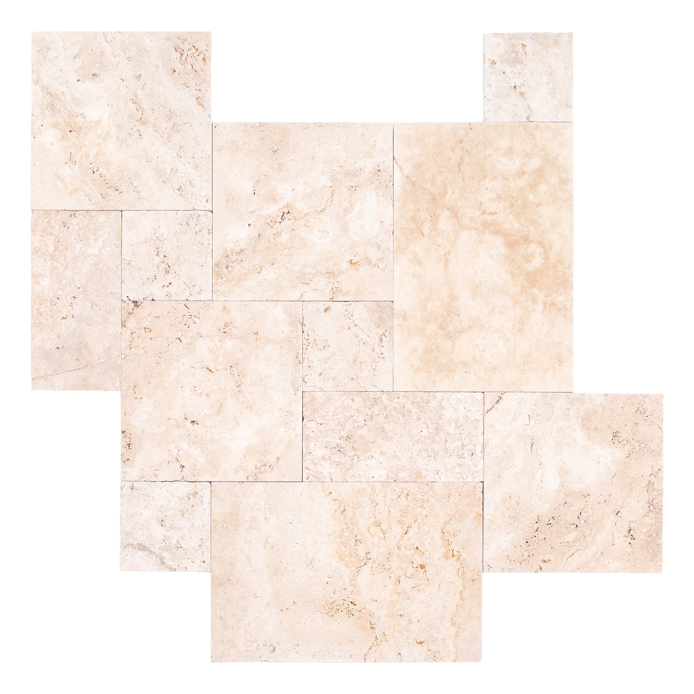 Light Antique Travertine Pattern Tumbled Pavers - Full Truckload