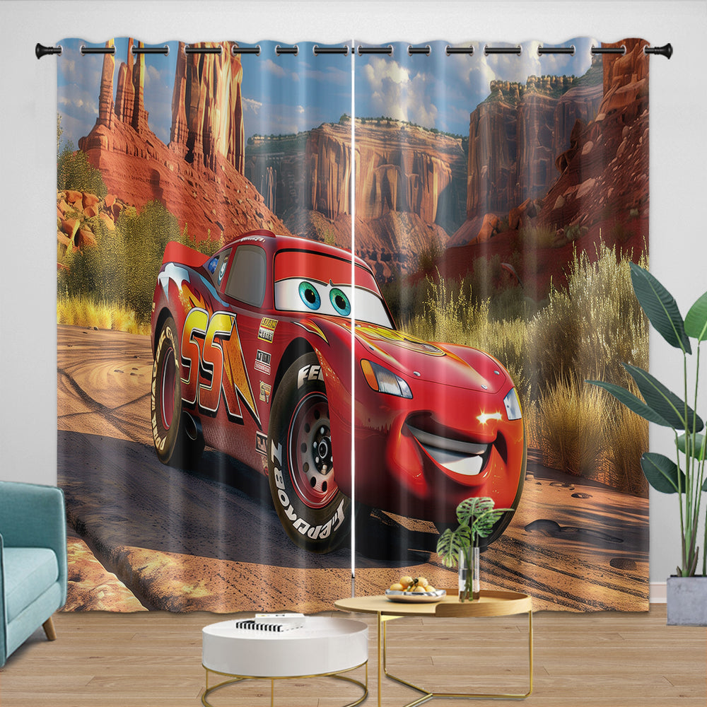 Lightning McQueen Curtains Pattern Blackout Window Drapes