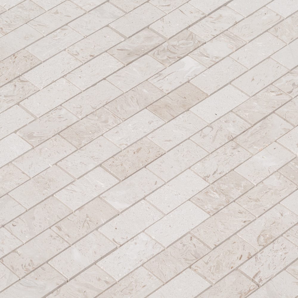 Mayra White Limestone Brushed Mosaic Floor and Wall Tile - Livfloors Collection