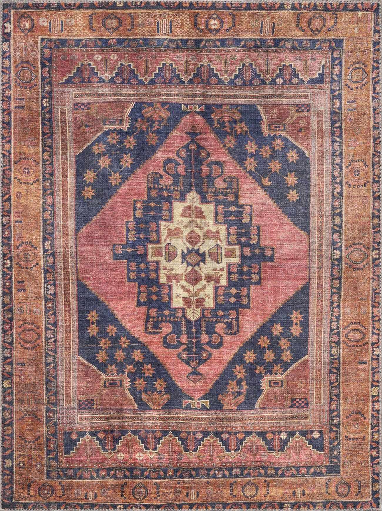 Alfombra lavable de pelo plano vintage Malamote