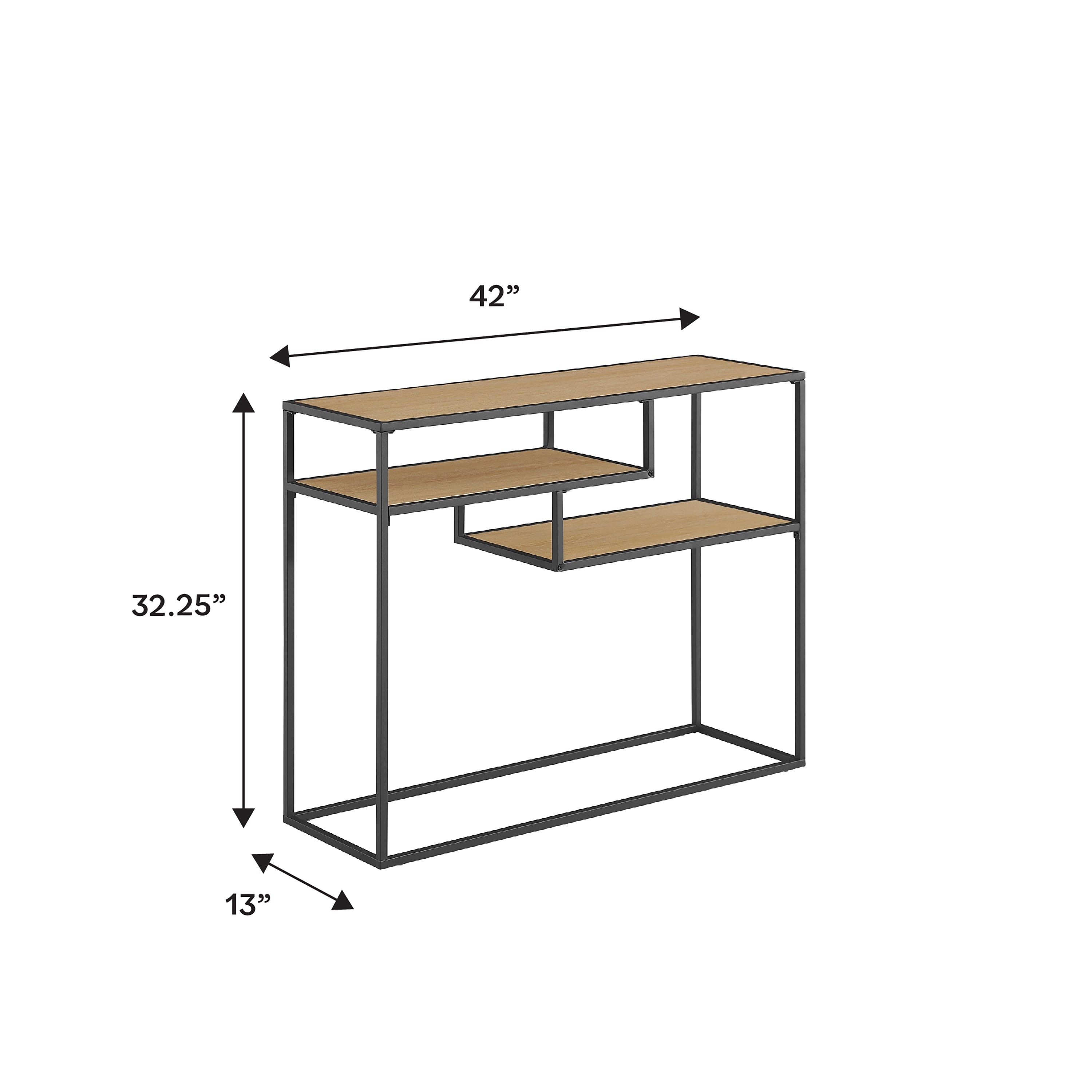 Mesa de entrada Maya de 42" con estantes de madera y metal