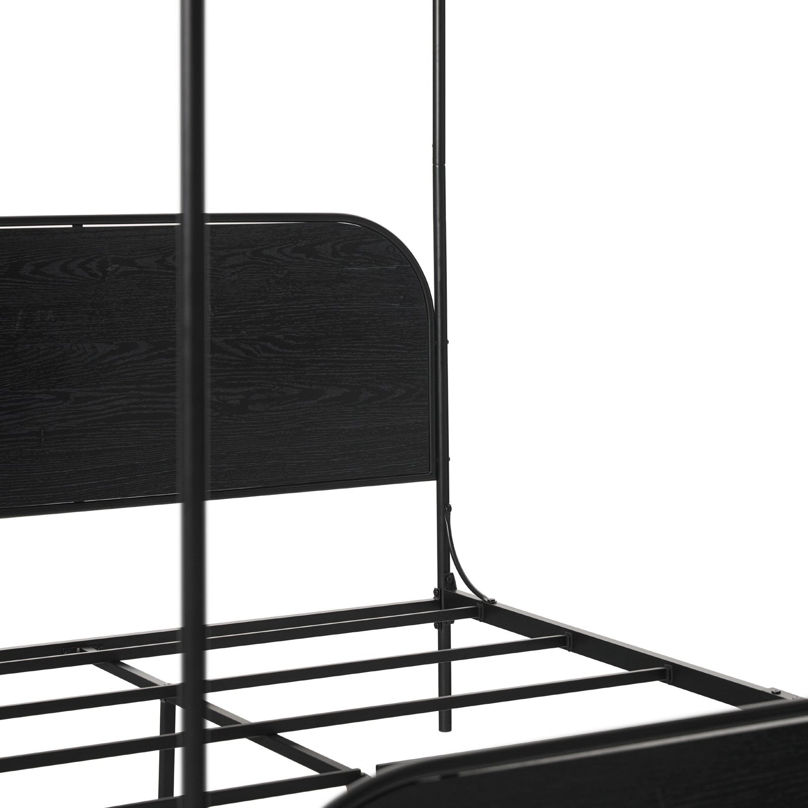 Cama Queen con dosel de madera y metal estilo moderno Metro