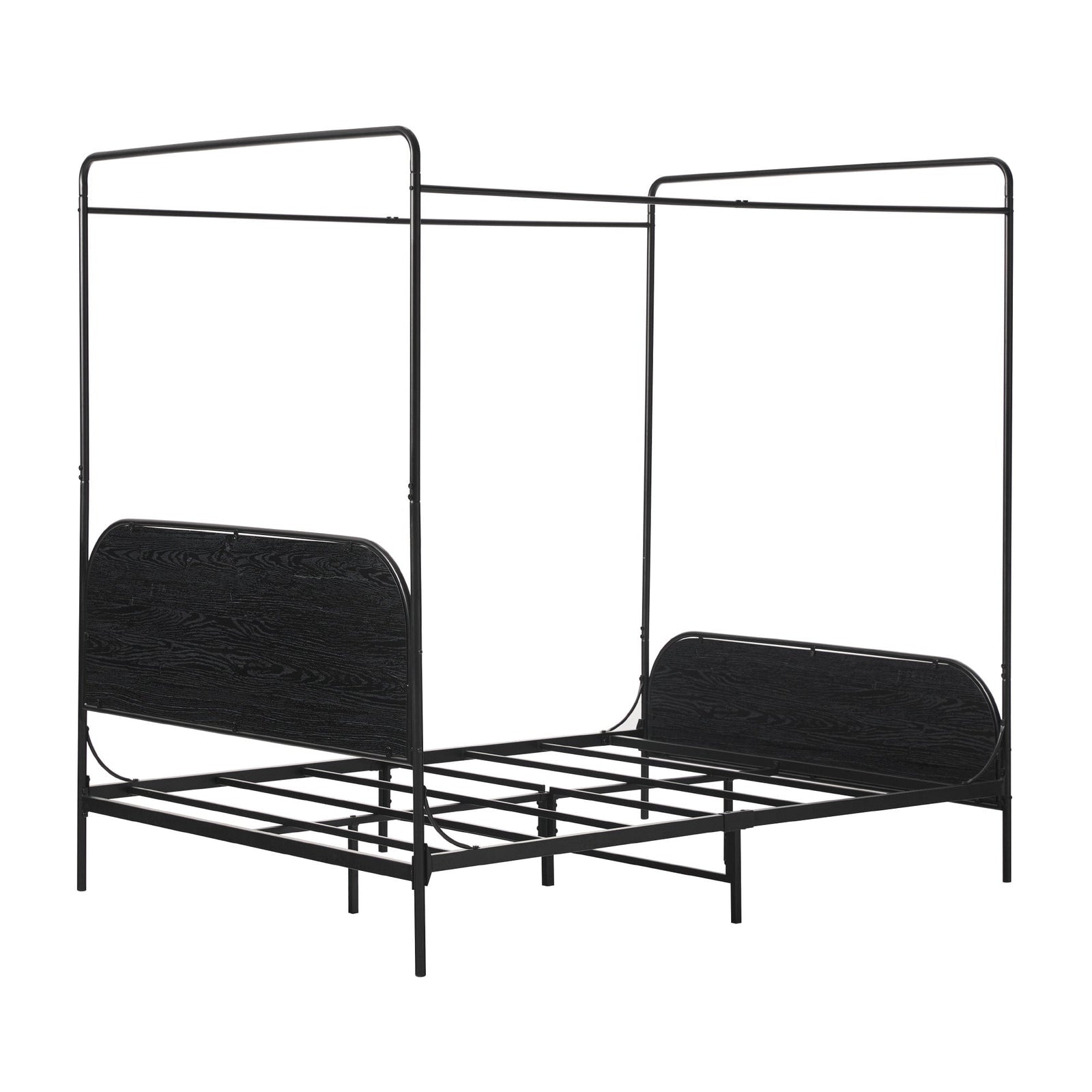 Cama Queen con dosel de madera y metal estilo moderno Metro