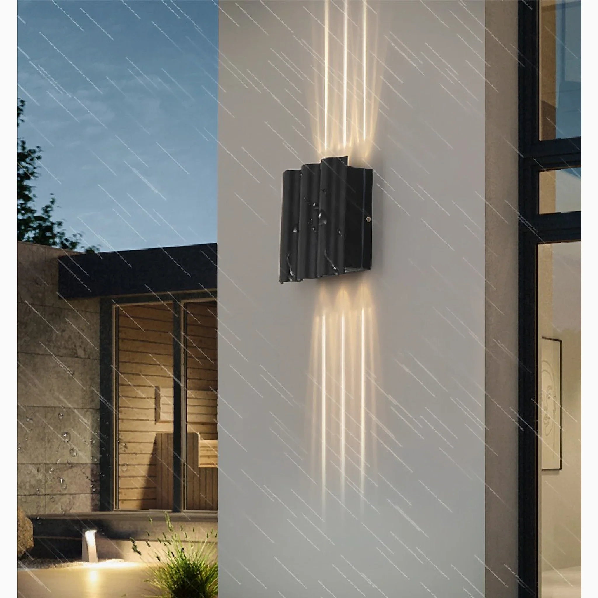 Albiolo | Lámpara de pared LED de aluminio para exteriores, resistente al agua, color negro