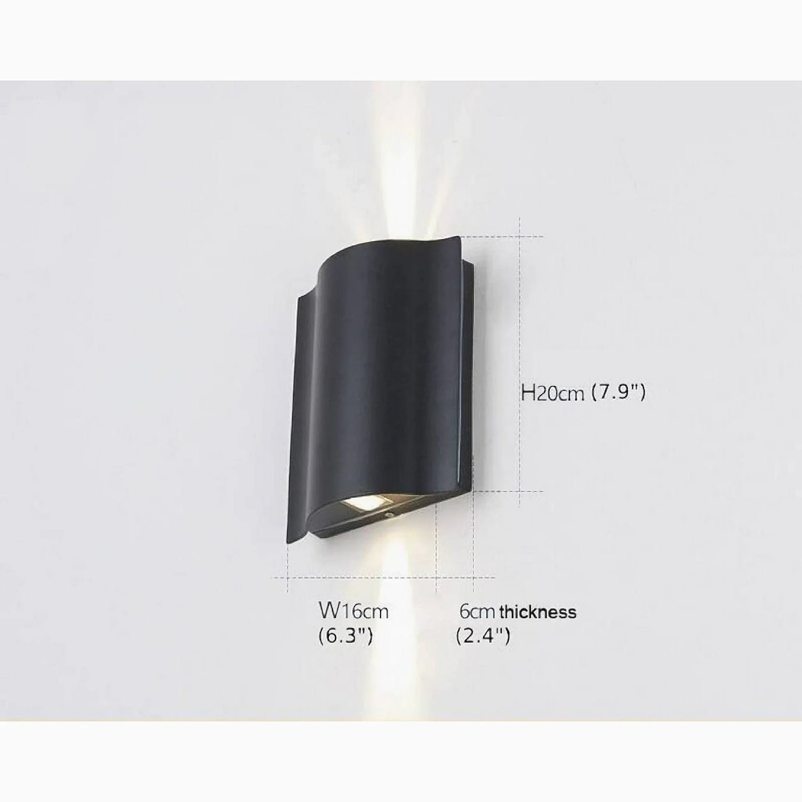 Albiolo | Lámpara de pared LED de aluminio para exteriores, resistente al agua, color negro