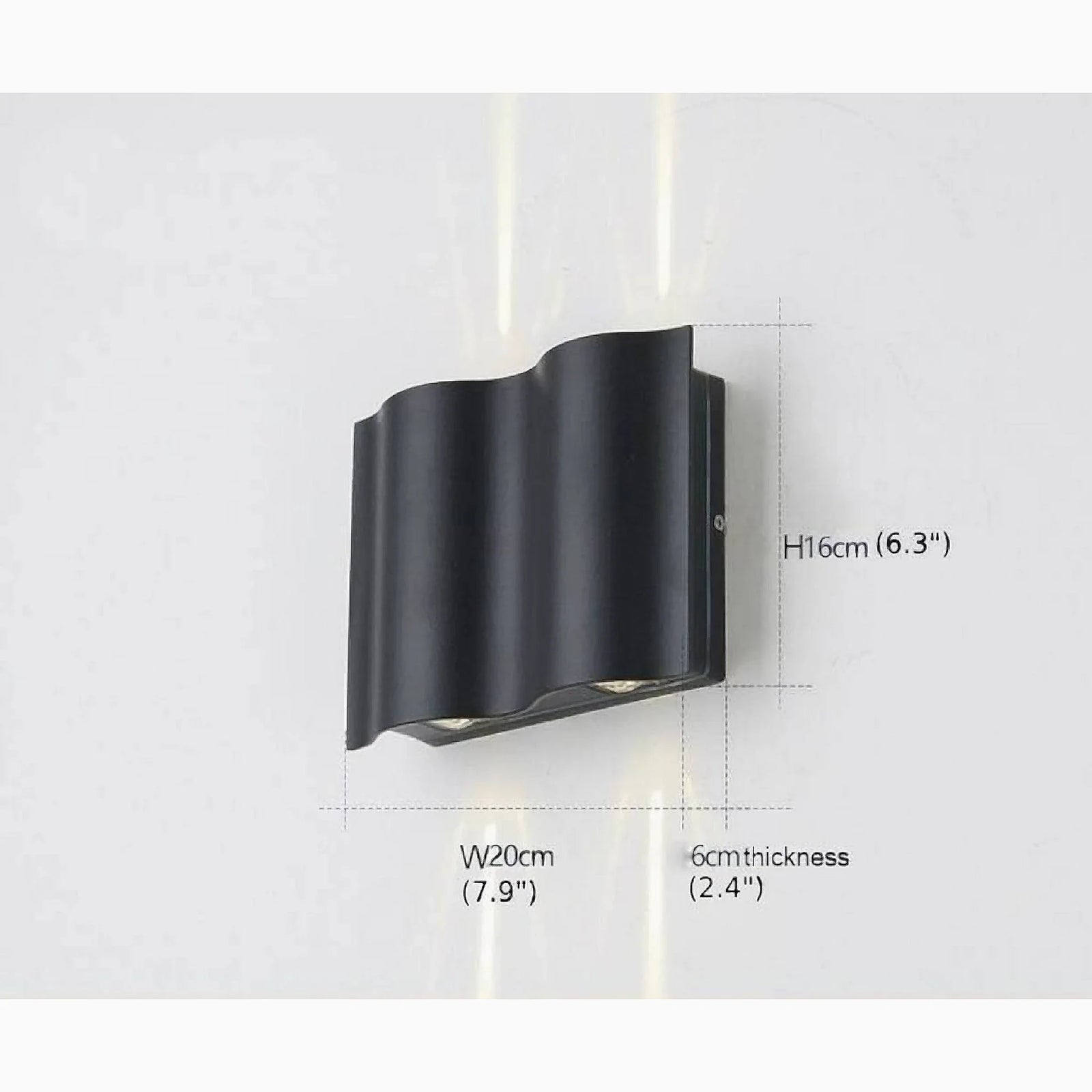 Albiolo | Lámpara de pared LED de aluminio para exteriores, resistente al agua, color negro