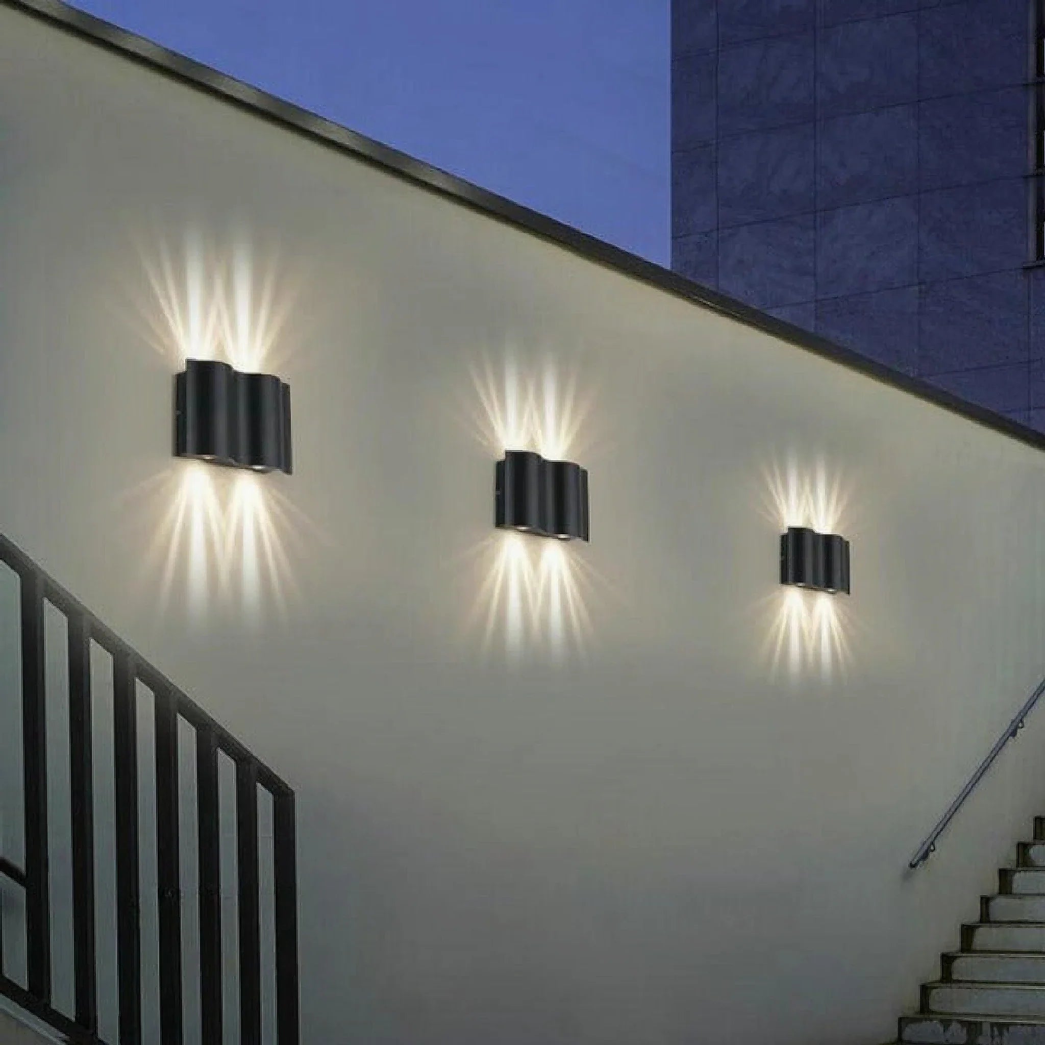 Albiolo | Lámpara de pared LED de aluminio para exteriores, resistente al agua, color negro