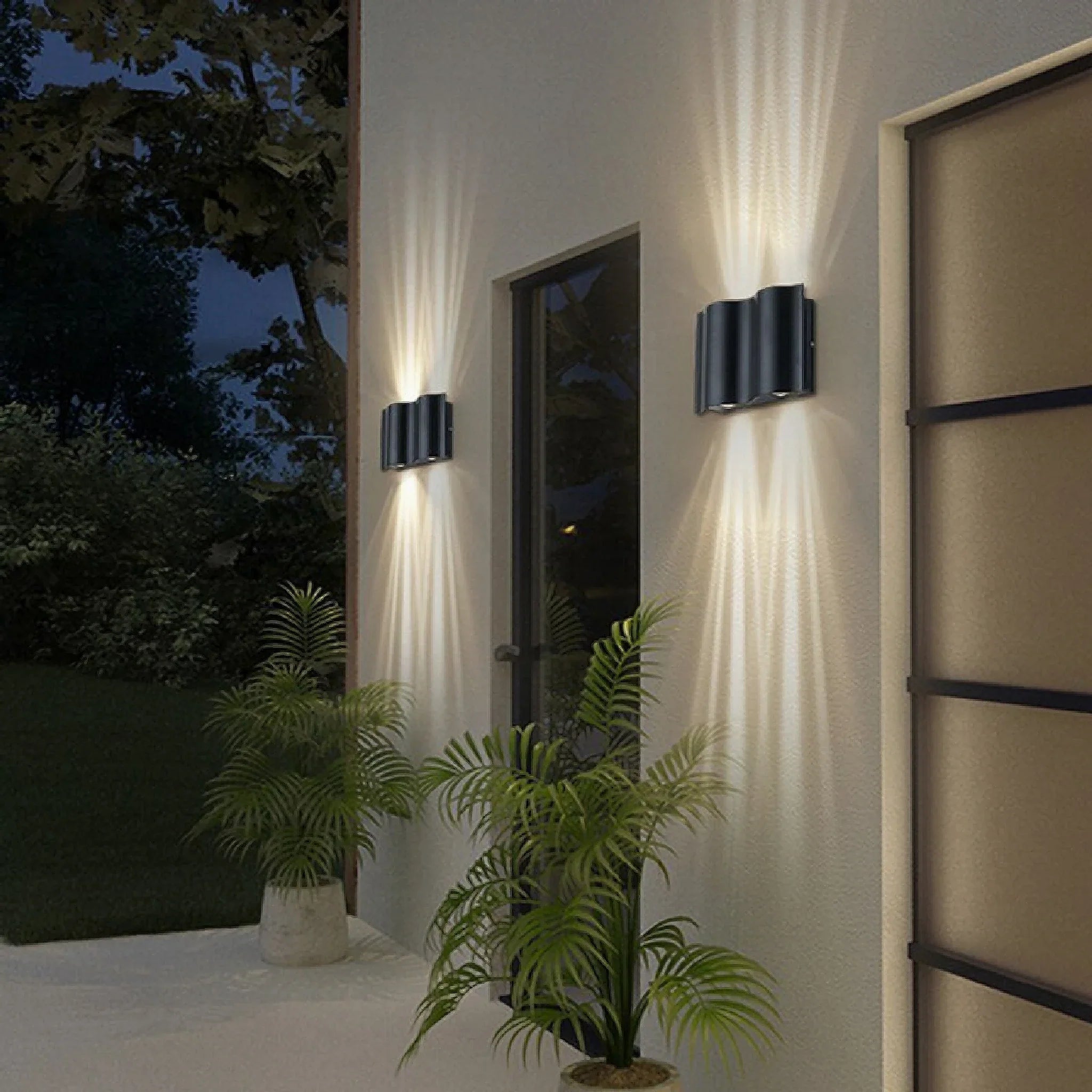 Albiolo | Lámpara de pared LED de aluminio para exteriores, resistente al agua, color negro