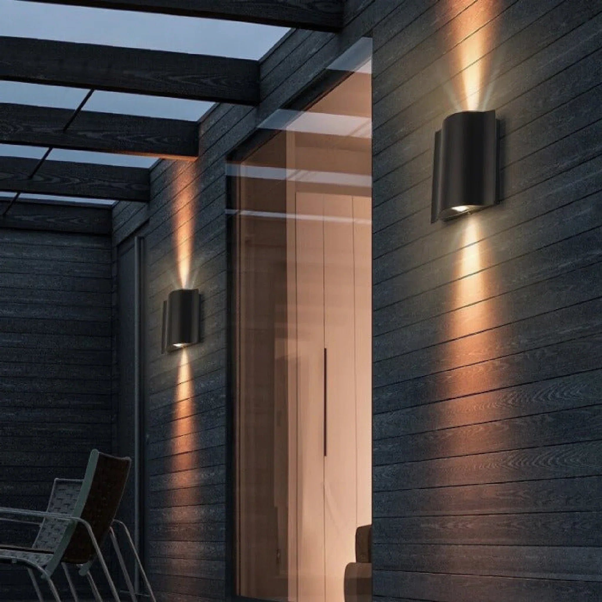 Albiolo | Lámpara de pared LED de aluminio para exteriores, resistente al agua, color negro