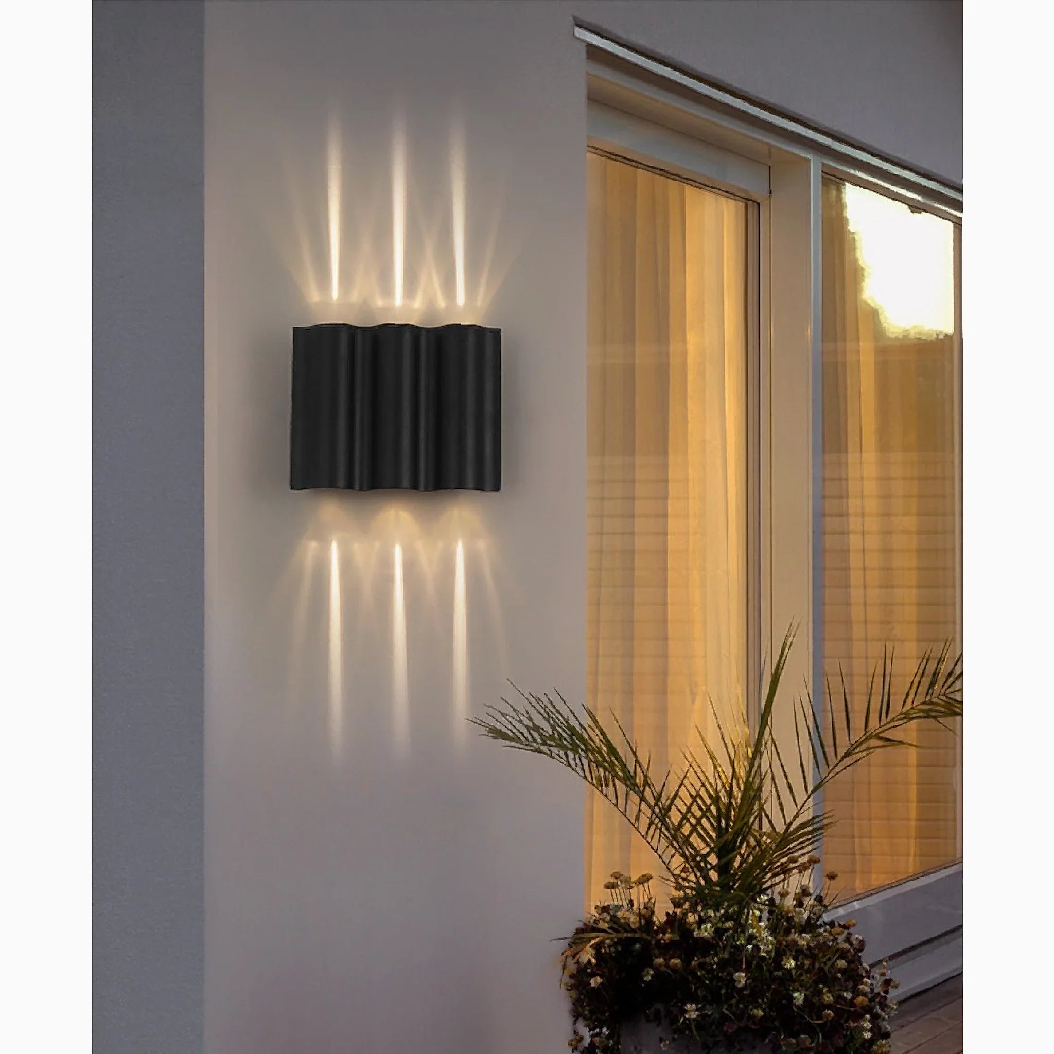 Albiolo | Lámpara de pared LED de aluminio para exteriores, resistente al agua, color negro