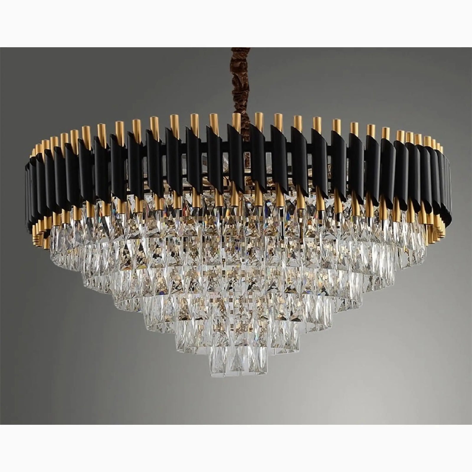 Alfonsine | Lámpara colgante de cristal negro de lujo con luces LED para sala de estar