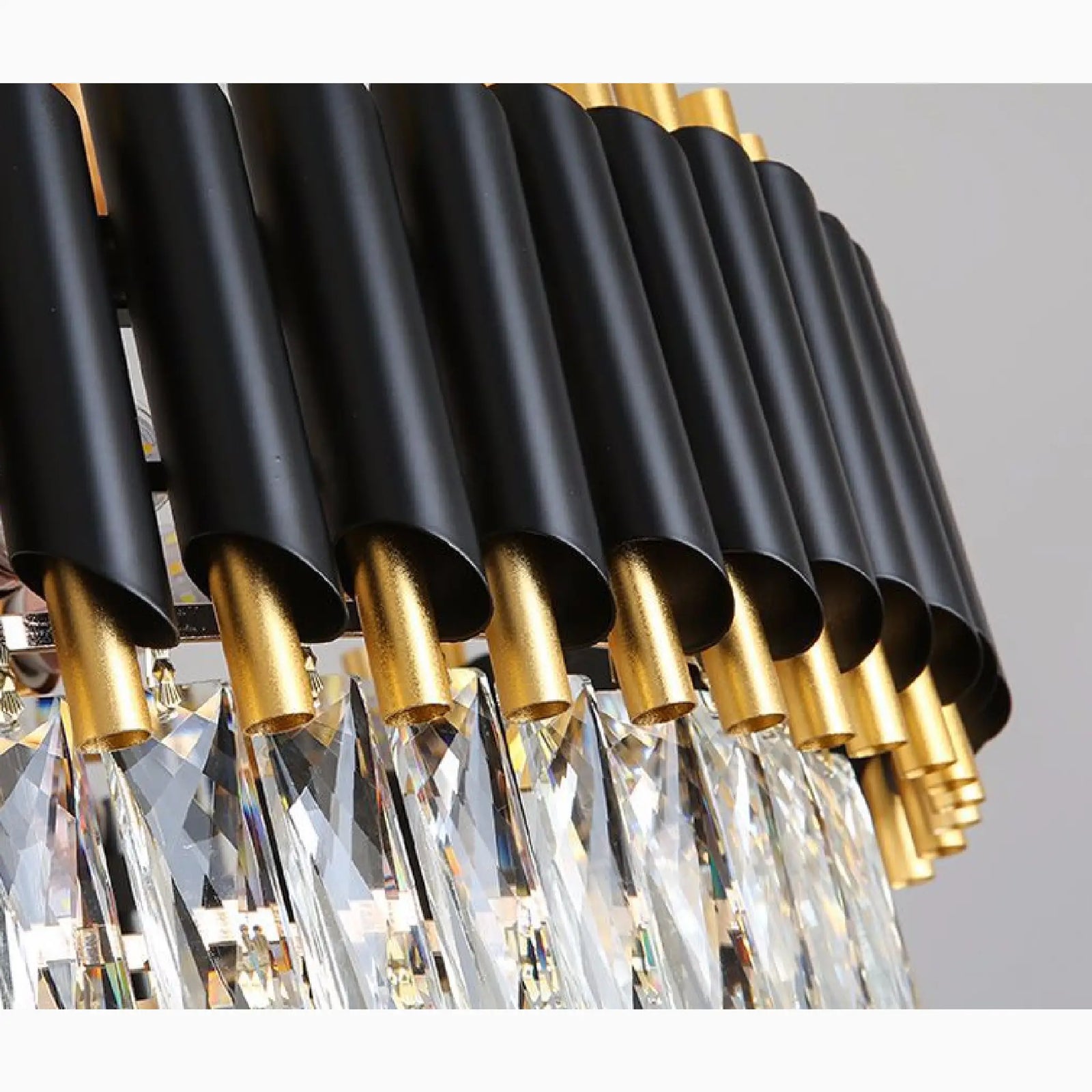 Alfonsine | Lámpara colgante de cristal negro de lujo con luces LED para sala de estar