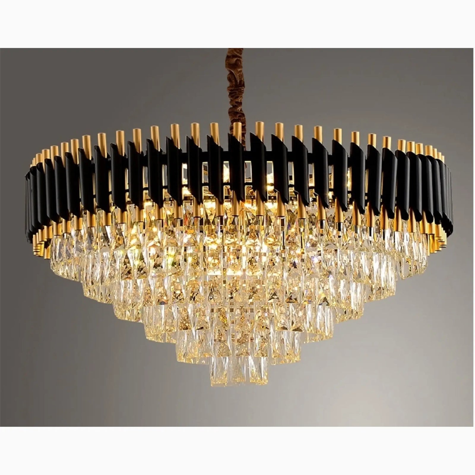 Alfonsine | Lámpara colgante de cristal negro de lujo con luces LED para sala de estar