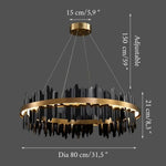 Lámpara de araña circular creativa moderna en negro y dorado para sala de estar