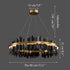 Lámpara de araña circular creativa moderna en negro y dorado para sala de estar
