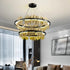 Lámpara de araña circular creativa moderna en negro y dorado para sala de estar