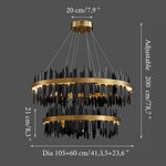 Lámpara de araña circular creativa moderna en negro y dorado para sala de estar