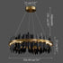 Lámpara de araña circular creativa moderna en negro y dorado para sala de estar