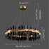 Lámpara de araña circular creativa moderna en negro y dorado para sala de estar