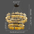 Lámpara de araña circular creativa moderna en negro y dorado para sala de estar