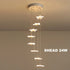 8 luces - Valbonne | Lámpara colgante de espiral en forma de estrella para escalera, 8 luces, luz cálida - Base de techo gris