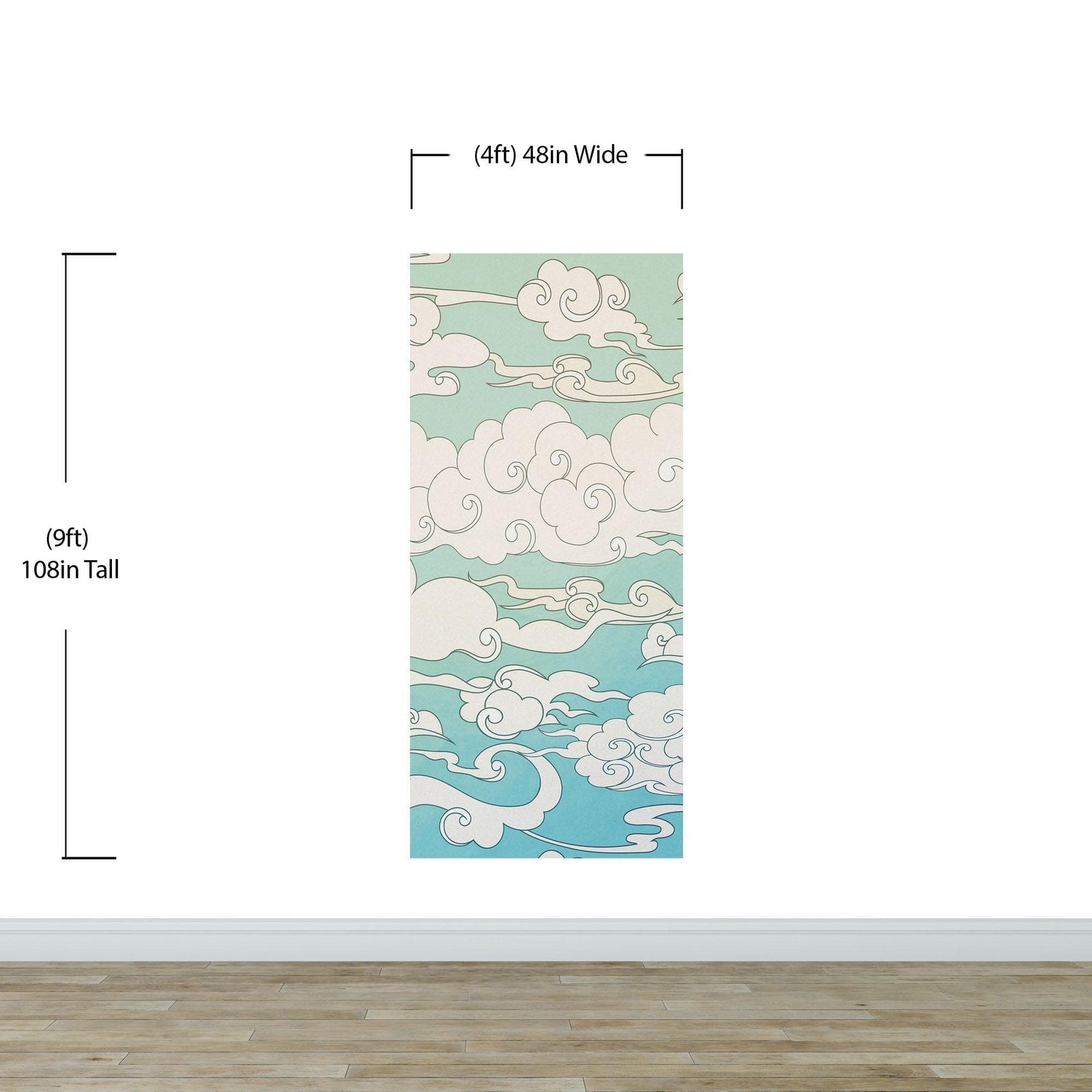 Japanese Traditional Curly Cloud in Sky Abstract Illustration Asian Decor Wall Mural. Peel and Stick Wallpaper. #6297
