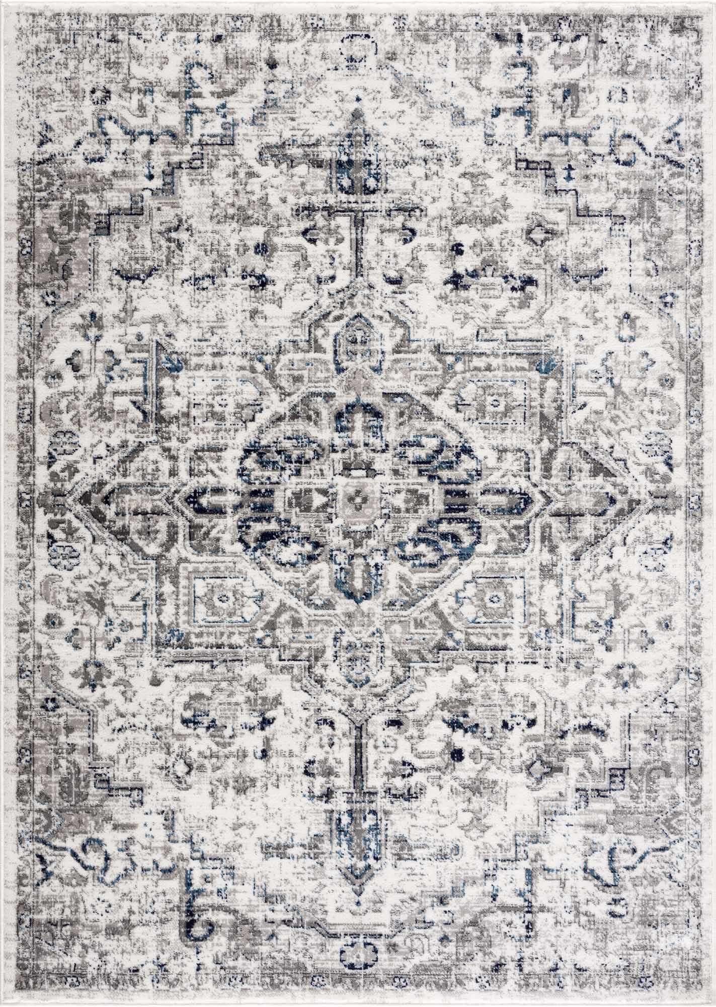 Alfombra Hauteloom Buenaventura color crema y azul marino