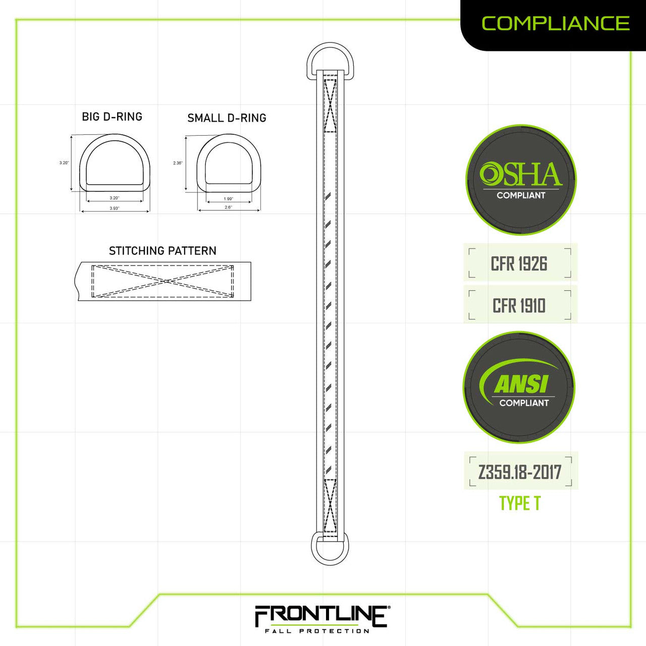 Correa cruzada para brazo Frontline MPS con cincha reforzada de 6'