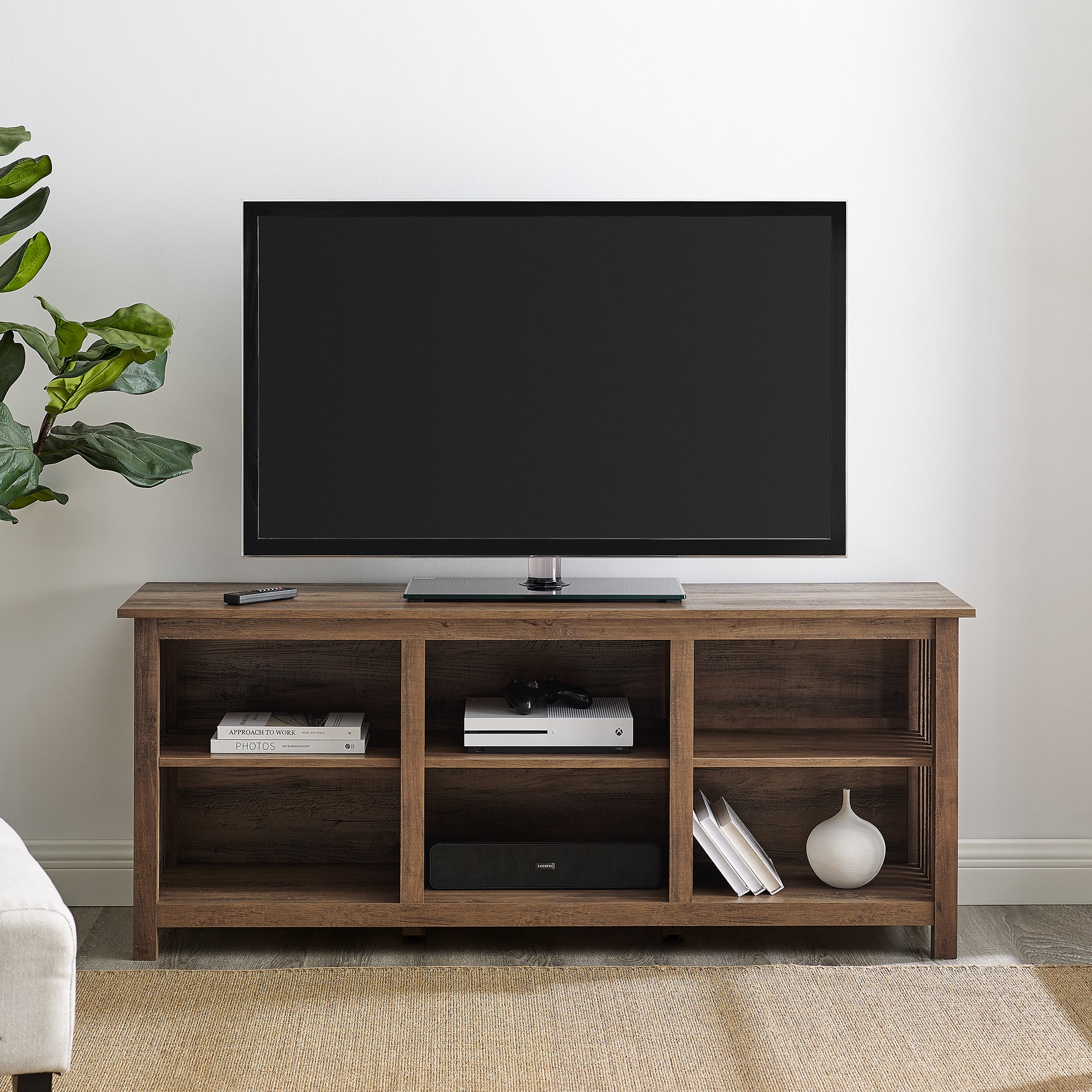 58" Slatted Side Wood Console