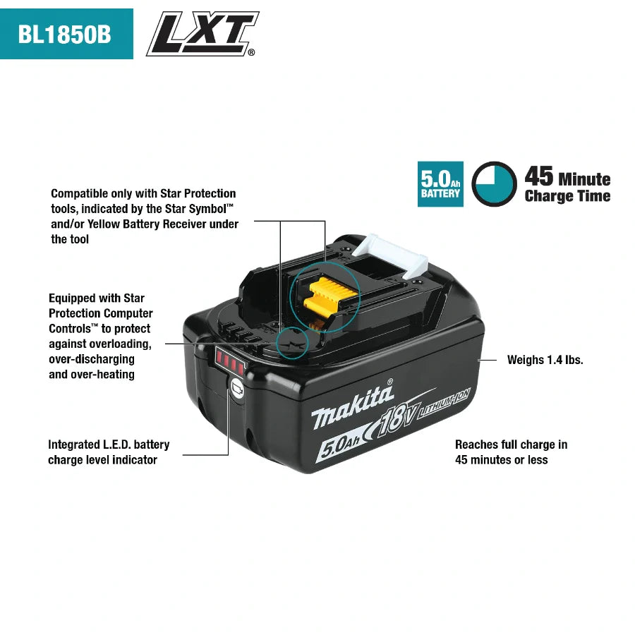 Batería Makita BL1850B LXT® de 18V Litio‑Ion 5.0Ah