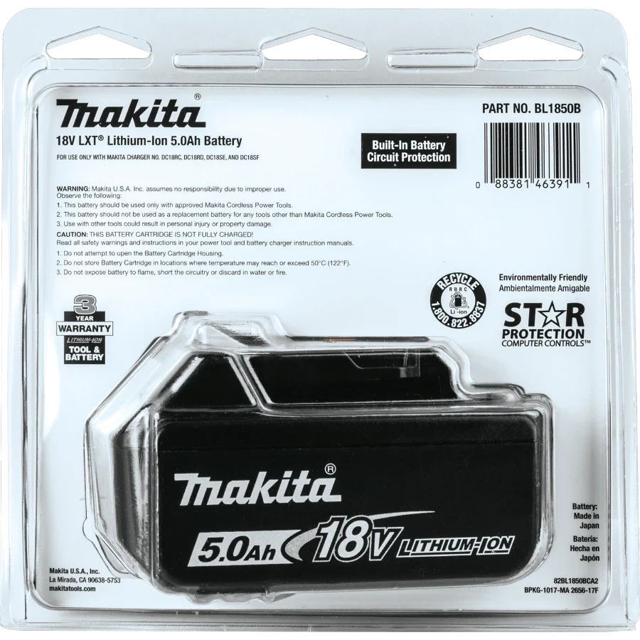 Batería Makita BL1850B LXT® de 18V Litio‑Ion 5.0Ah