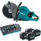 Kit de cortadora eléctrica sin escobillas Makita GEC01PL4 de 80 V máx. (40 V máx. X2) XGT® de 14" con 4 baterías, AFT®, freno eléctrico (8,0 Ah)