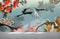 Manchurian Crane Flying Over Cherry Blossoms Peel and Stick Wallpaper | Removable Wall Mural. #6205