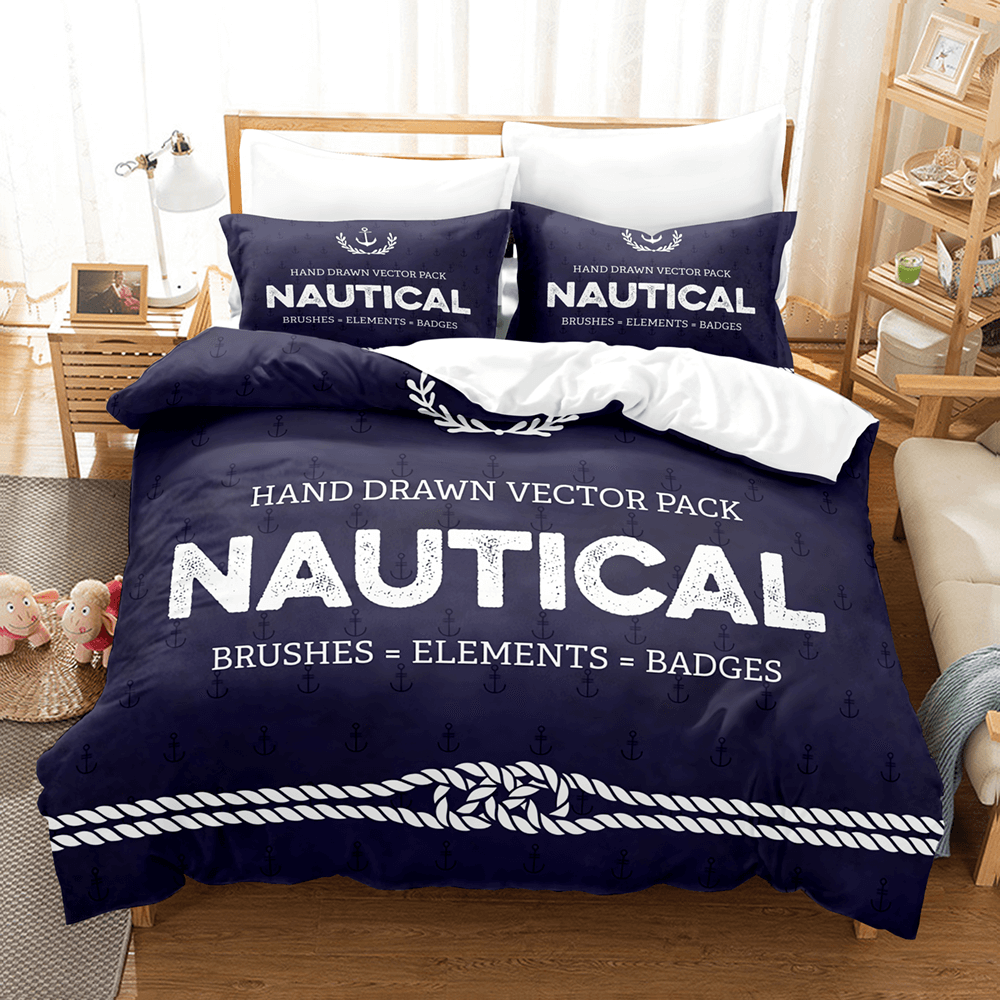 Marine Anchor Bedding Set Quilt Cover Room Decoration